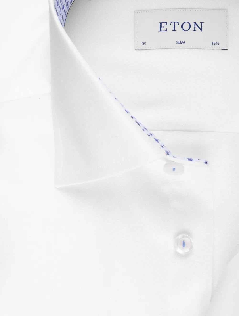 Weißes Einfarbiges Slim Fit Hemd mit Einlage