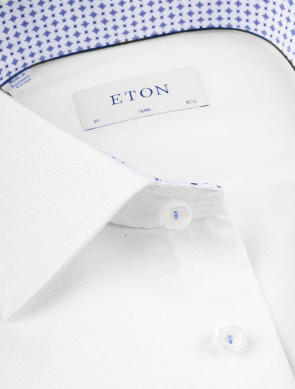 Weißes Einfarbiges Slim Fit Hemd mit Einlage
