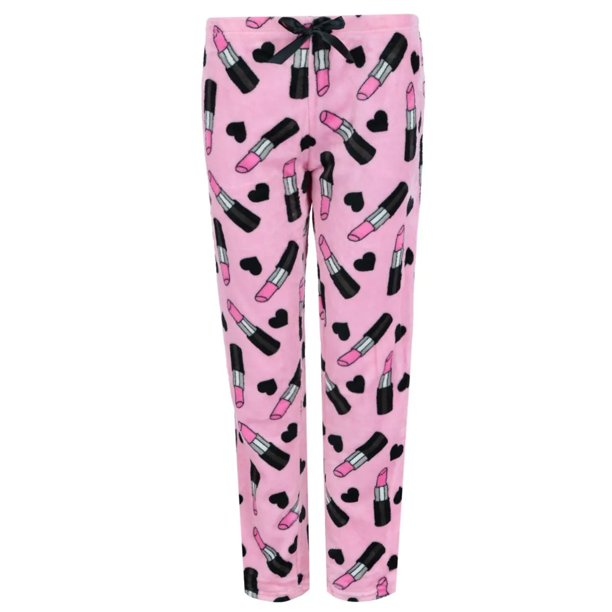 Damen Schlafanzug-Set mit Make-up-Print aus Plüsch