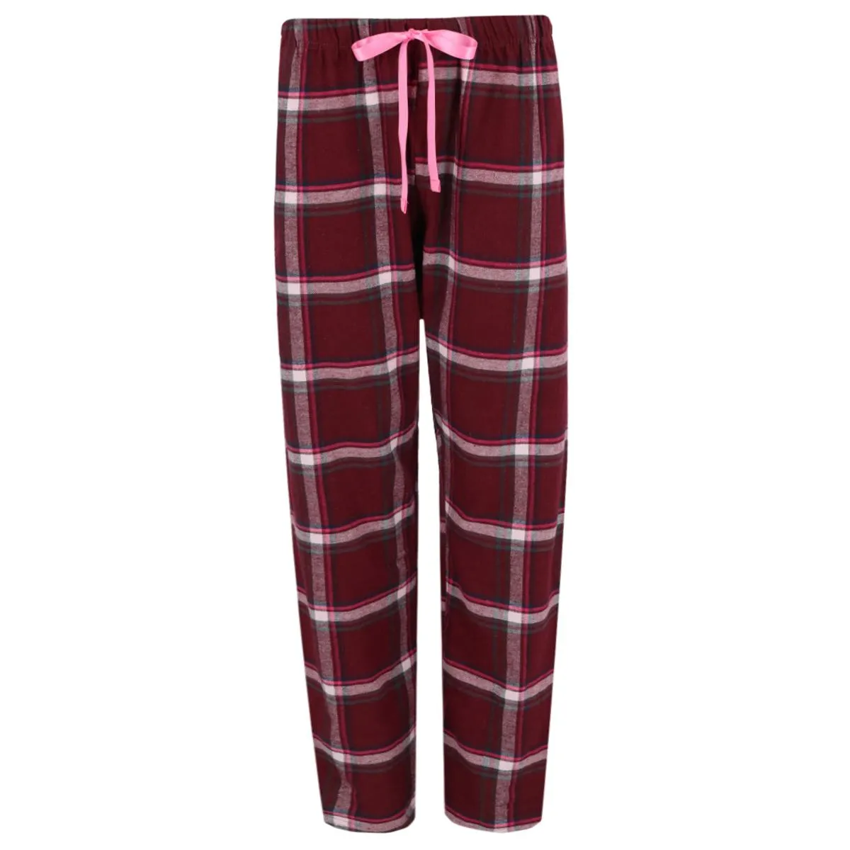 Damen Flanellhose mit Karomuster und offenem Saum